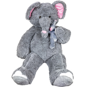 Elephant With Baby Plush 51In - Large Elephant With Baby Shot - aa Global - PL5007